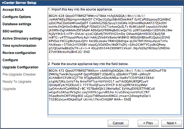 paste old vCSA key