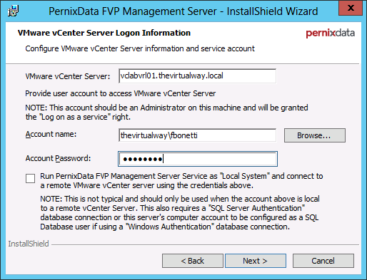 vCenter credential